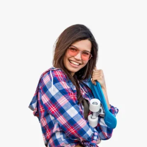 Blue & Red Checked Hooded Shirt
