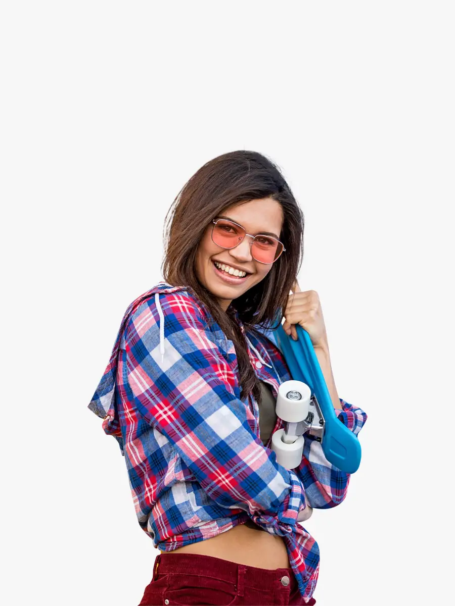 Blue & Red Checked Hooded Shirt